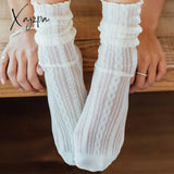 Xajzpa - Women Fashion Long Bubbles Loose Socks Summer Spring Solid White Sweet Soft Lolita Korean