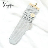 Xajzpa - Women Fashion Long Bubbles Loose Socks Summer Spring Solid White Sweet Soft Lolita Korean