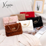 Xajzpa - Women Fashion Soft Plush Shoulder Bag Crossbody Purse Faux Fur With Chain Strap Fluffy