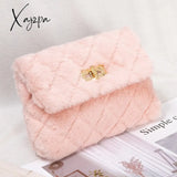 Xajzpa - Women Fashion Soft Plush Shoulder Bag Crossbody Purse Faux Fur With Chain Strap Fluffy