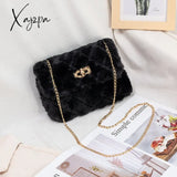 Xajzpa - Women Fashion Soft Plush Shoulder Bag Crossbody Purse Faux Fur With Chain Strap Fluffy