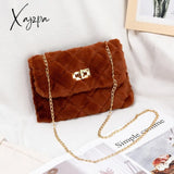 Xajzpa - Women Fashion Soft Plush Shoulder Bag Crossbody Purse Faux Fur With Chain Strap Fluffy