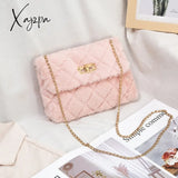 Xajzpa - Women Fashion Soft Plush Shoulder Bag Crossbody Purse Faux Fur With Chain Strap Fluffy