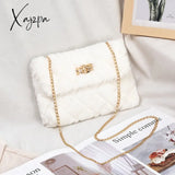 Xajzpa - Women Fashion Soft Plush Shoulder Bag Crossbody Purse Faux Fur With Chain Strap Fluffy