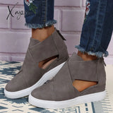 Xajzpa - Women Fashion Stylish Wedge Sneakers Dark Gray / 37