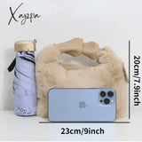 Xajzpa - Women Faux Fur Handbags Zipper Small Lady Shoulder Crossbody Bag Casual Tote Half-Moon