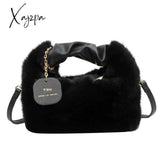 Xajzpa - Women Faux Fur Handbags Zipper Small Lady Shoulder Crossbody Bag Casual Tote Half-Moon