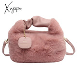 Xajzpa - Women Faux Fur Handbags Zipper Small Lady Shoulder Crossbody Bag Casual Tote Half-Moon