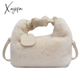 Xajzpa - Women Faux Fur Handbags Zipper Small Lady Shoulder Crossbody Bag Casual Tote Half-Moon