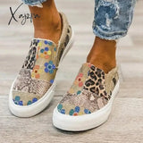 Aiertu Women Flat Shoes Casual Summer Patchwork Printed Leisure Loafers Women Shoes Canvas Slip On Sneakers Women's Vulcanize Shoes Aiertu