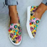 Aiertu Women Flat Shoes Casual Summer Patchwork Printed Leisure Loafers Women Shoes Canvas Slip On Sneakers Women's Vulcanize Shoes Aiertu