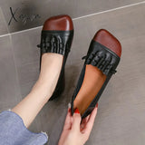 Xajzpa Women Flats Retro Shoes New Shallow Mouth Slip On Fashion All-Match Casual Chaussure Femme
