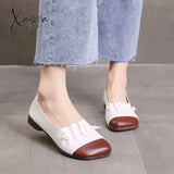 Xajzpa Women Flats Retro Shoes New Shallow Mouth Slip On Fashion All-Match Casual Chaussure Femme