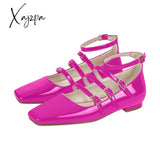 Xajzpa - Women Flats Square Toe Patent Leather Mary Jane Strap Retro Elegant Big Size Daily Pumps