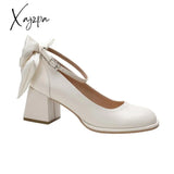 Xajzpa - Women French Vintage Mary Jane Heels Apricot / Eu 34 | Us 4