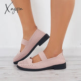 Xajzpa - Women Knit Mary Jane Flats Breathable Loafers Comfy Walking Shoes Pink / 5