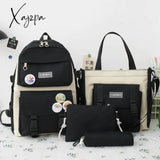 Xajzpa - Women Laptop Backpack 4 Pcs Set Harajuku Canvas School Bags For Teenage Girls Kawaii