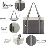 Xajzpa - Women Laptop Top-Handle Bag For Work Lightweight Splice Canvas 15.6 Inch Handbag Purse