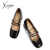 Xajzpa - Women Leather Double Buckle Heeled Mary Janes