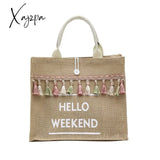 Xajzpa - Women Linen Totes Large Capacity Handbags Letter Luxury Lady Tassel Shoulder Shopper Bag