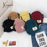 Xajzpa - Women Little Canvas Shoulder Bag Small Corduroy Cloth Messenger For Key Phone Pink