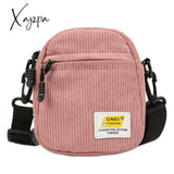 Xajzpa - Women Little Canvas Shoulder Bag Small Corduroy Cloth Messenger For Key Phone Pink