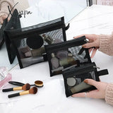 Xajzpa - Women Mesh Transparent Cosmetic Bag Small Large Clear Black Makeup Travel Neceser Toiletry