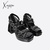 Xajzpa - Women Metal Chain Rivets Mary Janes Black / Eu 35 | Us 5