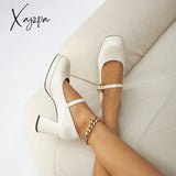 Xajzpa - Women Minimalist Chunky Heeld Mary Janes