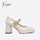 Xajzpa - Women Minimalist Chunky Heeld Mary Janes