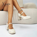 Xajzpa - Women Minimalist Chunky Heeld Mary Janes