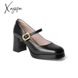 Xajzpa - Women Minimalist Chunky Heeld Mary Janes Black / Eu 35 | Us 5.5