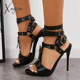 Xajzpa - Women Nightclub High Heels Gladiator Split Leather Ankle Strap