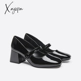 Xajzpa - Women Ornament Block Heeled Mary Janes