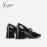 Xajzpa - Women Ornament Block Heeled Mary Janes