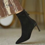 Xajzpa - Women Over The Knee Boots Female Zip Sexy Black Long Woman Thin Heel Ladies Pointed Toe