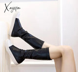 Xajzpa - Women Over The Knee High Boots Motorcycle Chelsea Platform Winter Gladiator Fashion Rick