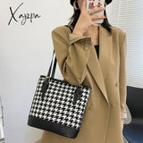 Xajzpa - Women Plaid Shoulder Bucket Bag Portable Female Travel Daily Casual Handbag Tote Fashion