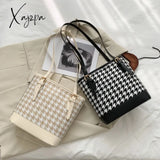 Xajzpa - Women Plaid Shoulder Bucket Bag Portable Female Travel Daily Casual Handbag Tote Fashion