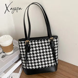 Xajzpa - Women Plaid Shoulder Bucket Bag Portable Female Travel Daily Casual Handbag Tote Fashion