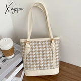 Xajzpa - Women Plaid Shoulder Bucket Bag Portable Female Travel Daily Casual Handbag Tote Fashion