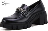 Xajzpa - Women Platform Loafers Slip On Chain Casual Loafers/Sneakers