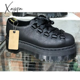 Xajzpa - Women Platform Punk Shoes Genuine Leather High Heels Sexy Ladies Party Lolita Black Wedges