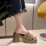 Xajzpa - Women Platform Slippers Outwear 2023 Summer New Designer High Heel Beach Shoes For Solid