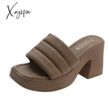 Xajzpa - Women Platform Slippers Outwear 2023 Summer New Designer High Heel Beach Shoes For Solid