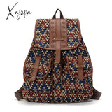 Xajzpa - Women Printing Backpack Canvas School Bags For Teenagers Large Shoulder Bag Weekend Travel Rucksack High Quality