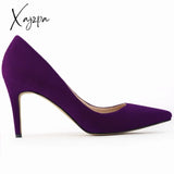 Xajzpa - Women Pumps Sexy 8Cm Suede Ponited Toes High Heels Fashion Office Stiletto Party Red