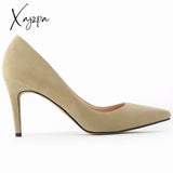 Xajzpa - Women Pumps Sexy 8Cm Suede Ponited Toes High Heels Fashion Office Stiletto Party Red