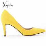 Xajzpa - Women Pumps Sexy 8Cm Suede Ponited Toes High Heels Fashion Office Stiletto Party Red