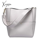 Xajzpa - Women Real Genuine Leather Tote Bag Black Bucket Handbags Female Luxury Famous Brands